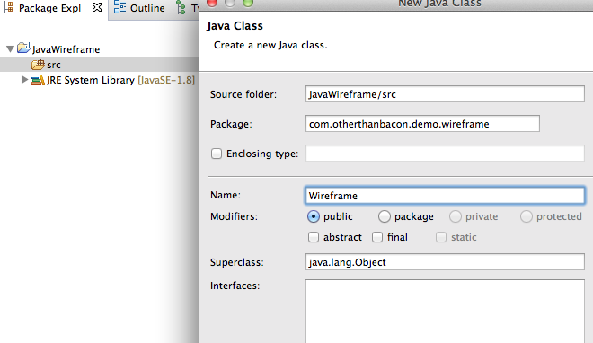 new class dialog in Eclipse