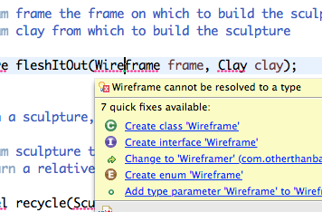 quick-fix creates classes for you